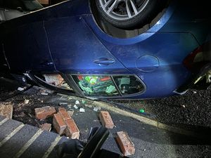 Supporting image for story: 'Just slow down' - Telford couple who suffered 'thousands' of pounds of damage after car smashed brick wall issue plea to drivers