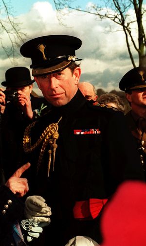 1995: The Prince of Wales, now King Charles III, during a ceremony at Tern Hill Barracks where he distributed the St David’s Day leeks in his role as Colonel in Chief of the Welsh Guards.