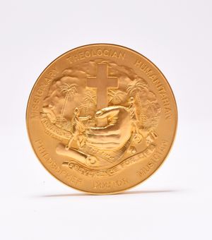 The 22ct gold commemorative Albert Schweitzer Memorial Medallion