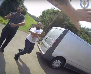 Body-cam footage shows the moment Mohammed Nawaz attacked with a pole