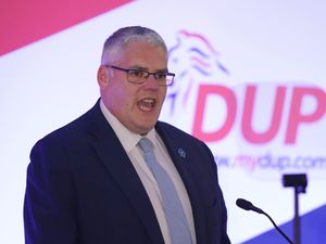 Gavin Robinson speaking at the DUP annual conference