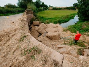 Supporting image for story: Trailer overturns on historic Telford bridge