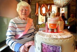 Muriel Rees celebrating her 100th birthday.