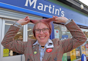 Alexis Yates before she braved the shave at Martin's Newsagents in Pendeford