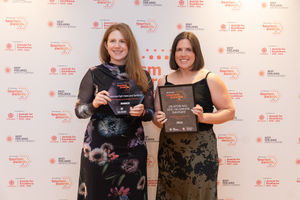 Victoria Flint and Katie Cushing accepting the award.