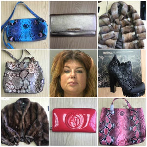 Julie Sexton-Blythe and some of the designer goods