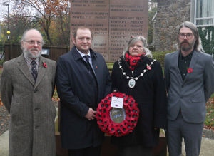 Members of Presteigne Town Council Councillors Jamie Ramsay and Nick Rogers, Presteigne and Norton Mayor Councillor Deb Edwards and Deputy Mayor Councillor Curtis Ross. Pic by Karen Compton