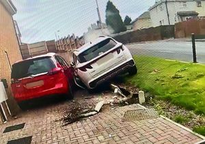 The car crashed after being pursued by police. Photo: WMP Traffic