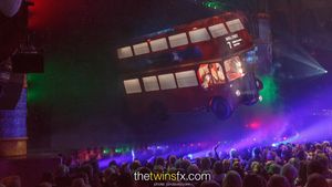 Red bus at London Palladium's panto Dick Whittington