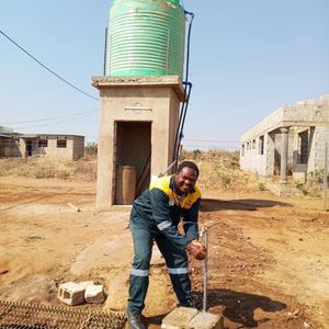 The new water tower provides fresh water for the 400 pupils.