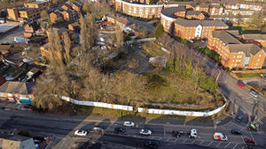 Aerial picture showing the junction of Old Pleck Road and Darlaston Road, Walsall, where there are plans to create a travellers site