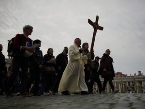 Catholic worshippers in St. Peter’s Square at The Vatican