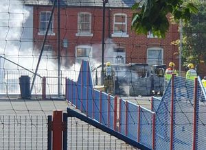 Firefighters dealing with the incident on Oak Street. Picture: Oswestry Fire Station