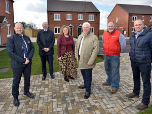 L-r - Antony Rees, group managing director of J. Harper & Sons (Leominster) Limited, Grant Mitchell - assistant director - enterprise and growth - at South Staffordshire Council, Kelly Harris - leading planning manager - South Staffordshire Council, Wayne Gethings - group chief executive of Housing Plus Group, Dr Alex Thompson - chairman of Acton Trussell, Bednall and Teddesley Hay Parish Council and Lewis Young - senior manager of affordable housing delivery at Homes England.
