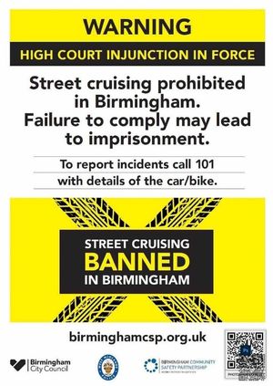 West Midlands Police have reiterated that street cruising is still banned in Birmingham. Photo: West Midlands Police
