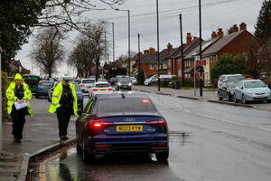 The scene of the Boxing Day hit-and-run crash where two people were killed in Shard End, Birmingham.