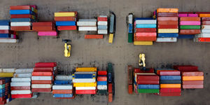 Looking down over the container yard at Pentalver Cannock Ltd