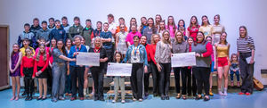 Members of Pontfaen Young Farmers Club with some of the cheques they have presented to various charities
