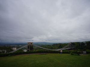 People look towards the Clifton Suspension Bridge in Bristol
