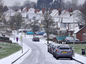 Tough conditions for drivers with this snowy surface in Paganel Drive, Dudley