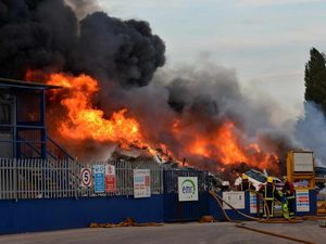 Supporting image for story: Firefighters tackle huge blaze near The Hawthorns involving 200 tons of scrap metal