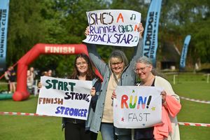 Betty Sedgwick, Pam Cooper and Michelle Clougher, were cheering on their trackstars