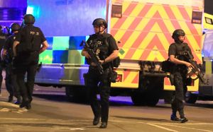 Armed police at Manchester Arena on Monday night
