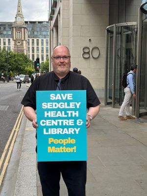 Sedgley councillor Shaun Keasey at the Aviva building in London where he delivered a letter calling for a deal to be completed on the Ladies Walk centre in Sedgley. Picture Cllr Shaun Keasey free for LDRS use