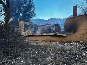 The shell of the Skidmore family's former home in Altadena, California