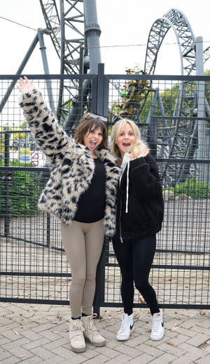 Scarlett Thomas and Tina O'Brien at the launch of the Scarefest 2025 at Alton Towers Resort