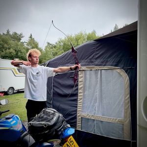 Lewis practicing his technique on holiday