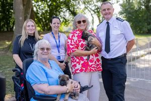 Elizabeth and Kay met police puppies Lizzie and Kay and were both delighted the pups would be named after them.