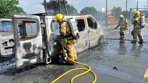 Firefighters at the incident on Oak Street in Oswestry. Picture Ellesmere Fire Station