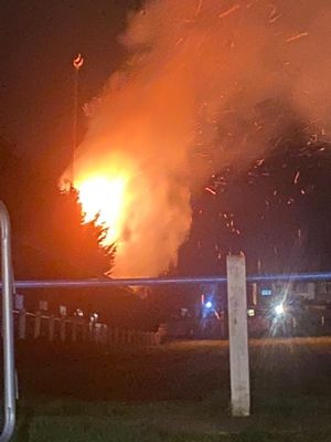 The trees next to the football club on fire. Picture: AFC Bridgnorth