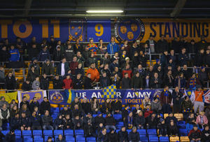 Shrewsbury Town supporters in the safe standing area. (AMA)
