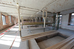 One of the large floors undergoing restoration