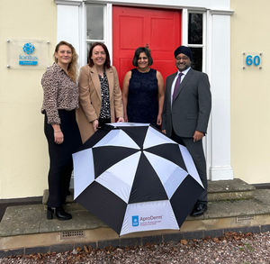 Image (Left to right: Carolyn Smith and Harriet Leith of TPSquared, with Nav Birdi and Daljit Birdi, Founders of AproDerm®)