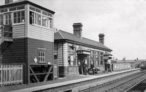 nostalgia pic. Broome.
nostalgia pic. Craven Arms.
Broome Railway Station in south Shropshire. Broome Station (near Craven Arms).
Train. Trains. Railways. Railway. Railway stations. Platform. Platforms.
From a postcard loaned by Ray Farlow of Bridgnorth, who is happy for his pix to be ordered.
Library code: Broome nostalgia 2000. Craven Arms nostalgia 2000.