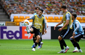 The Wolves players train at Molineux ahead of the clash (AMA)
