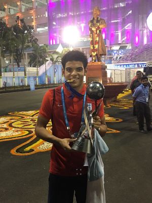 Gibbs-White with the World Cup trophy
