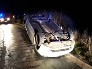 Supporting image for story: Two cars upside down in separate north Shropshire crashes