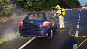 Firefighters dealing with the incident on the A5. Picture: Ellesmere Fire Station