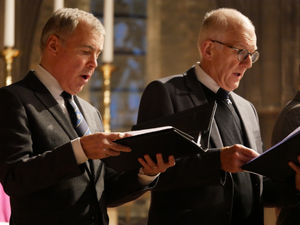 David, left, singing with the Birmingham Bach Choir