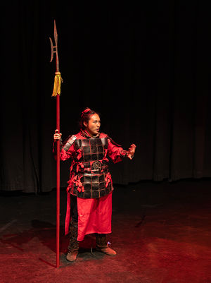 Michelle Yim performing as Mulan at the Edge Arts Centre, Much Wenlock. Photo: Andy Brooks