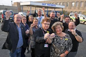 Hospital staff and members of Telford LGBT + with the badges
