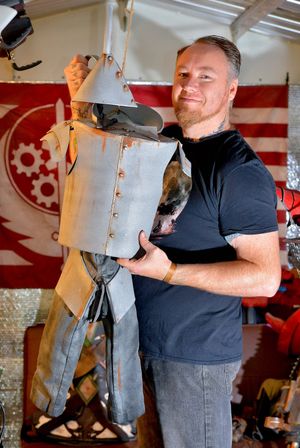 A Tin man suit he made for his son for a school event