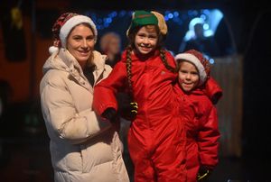 Bryony with Ivy, 7, and India, 4, at Shifnal's Christmas lights switch-on