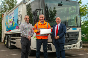 Ian Hancock of Veolia (centre) with councillors Ian Nellings (left) and Richard Overton