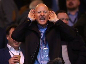 Tom Wagner, Chairman of Birmingham City, reacts in the stand prior to the Sky Bet Championship match between Birmingham City and Cardiff City at St Andrews Stadium on April 10, 2024 in Birmingham, England. (Photo by Eddie Keogh/Getty Images)