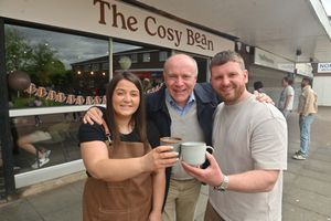 The Cosy Bean coffee shop in Sedgley, run by Aidan and Laura Smith. Former Dudley MP Marco Longhi called in on opening day to wish them all the best.